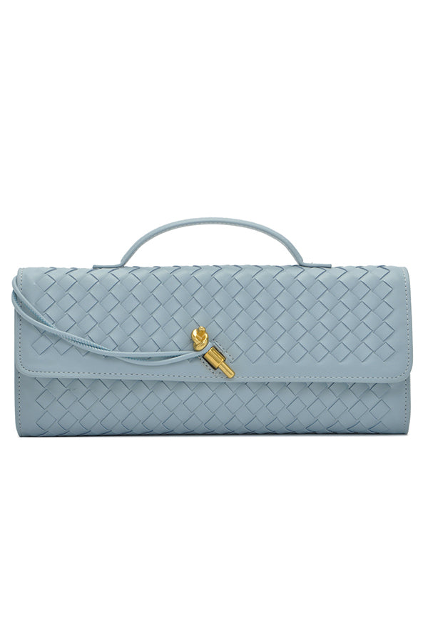 Woven Soft Leather Horizontal Square Accordion Bag | Consonak