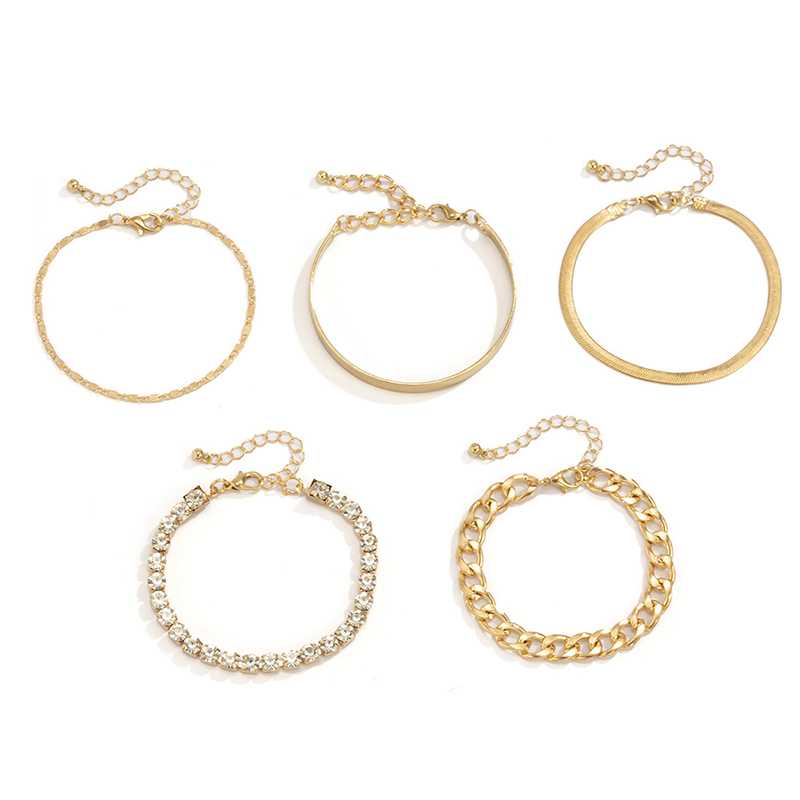 Personalized Geometric Multi-element Rhinestone Bracelet Set | Consonak