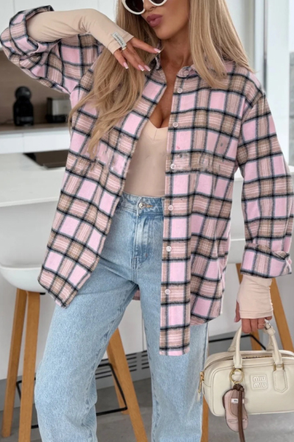 Love of Mine Plaid Print Long Sleeve Oversized Blouse-consonak