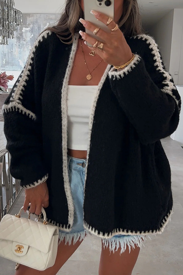 Fashionable Casual Long-sleeved Loose Knitted Cardigan-consonak