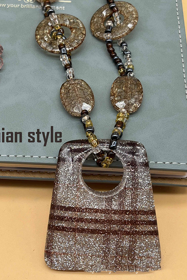 Leopard Print Long Geometric Accessories Necklace | Consonak