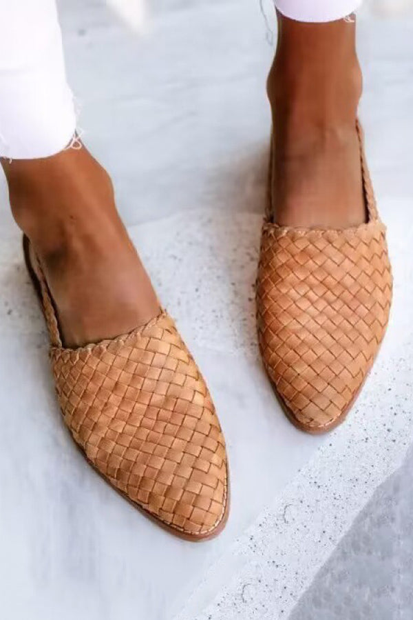 Casual Pointed Toe Woven Flat Sandals | Consonak