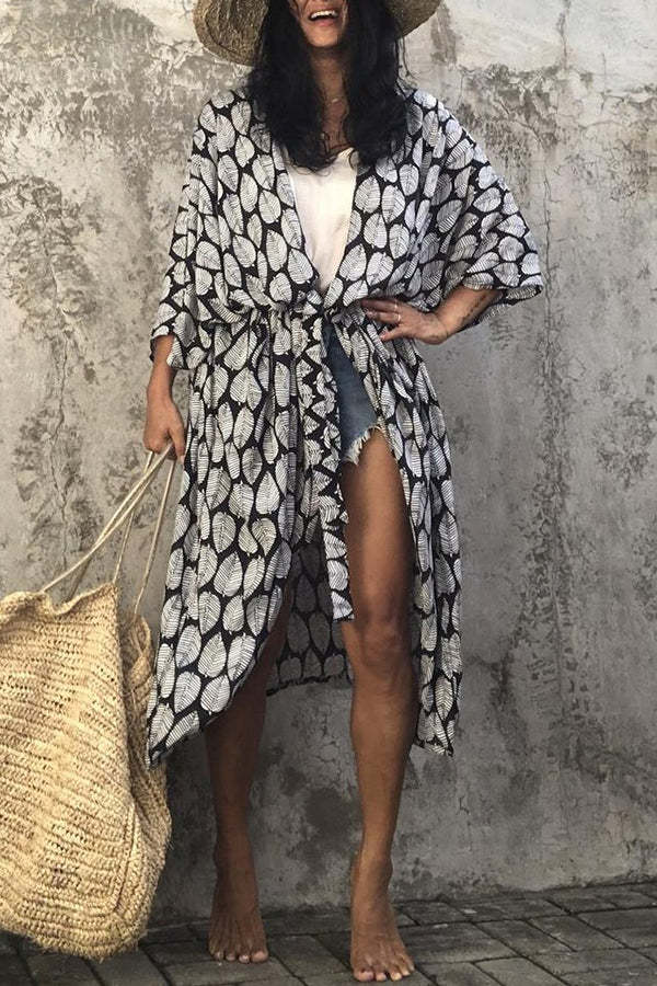 Hidden Island Boho Printed Kimono Beach Cover-up-consonak