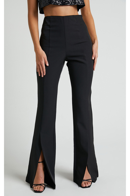 Suri High Rise Front Split Boot Leg Kick Out Stretch Pants-consonak