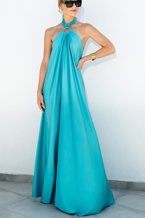 Classy and Fabulous Satin Halter Backless Party/Vocation Maxi Dress-consonak