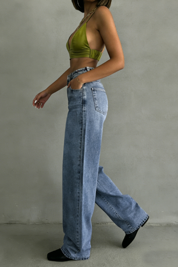 Stylish High-waisted Pocket Casual Stretch Straight Leg Jeans