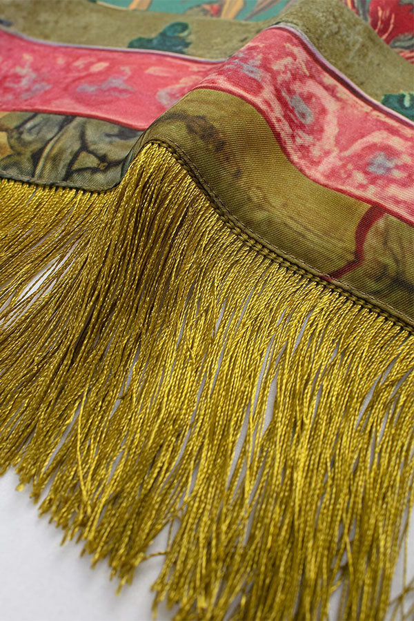 British Retro Diamond Tassel Square Scarf-Consonak