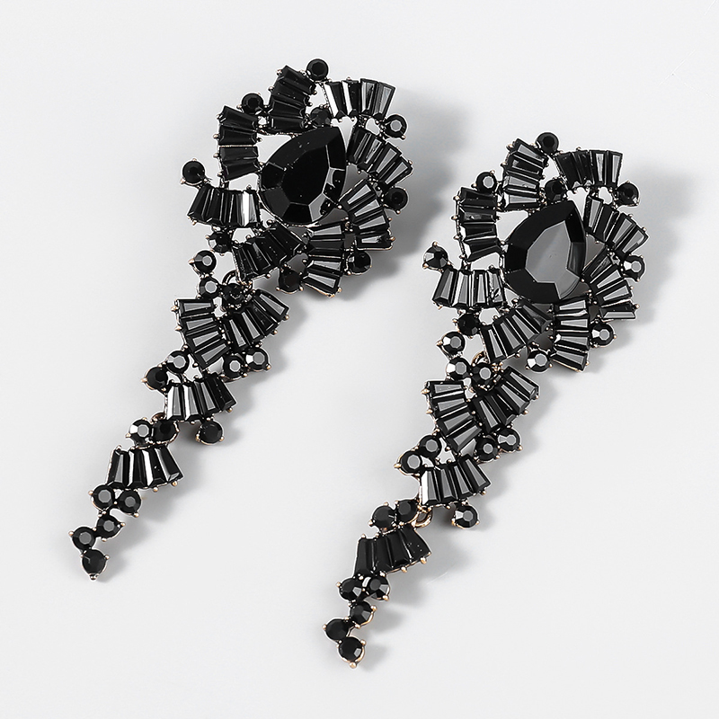 Retro Alloy Acrylic Flower Long Earrings-consonak