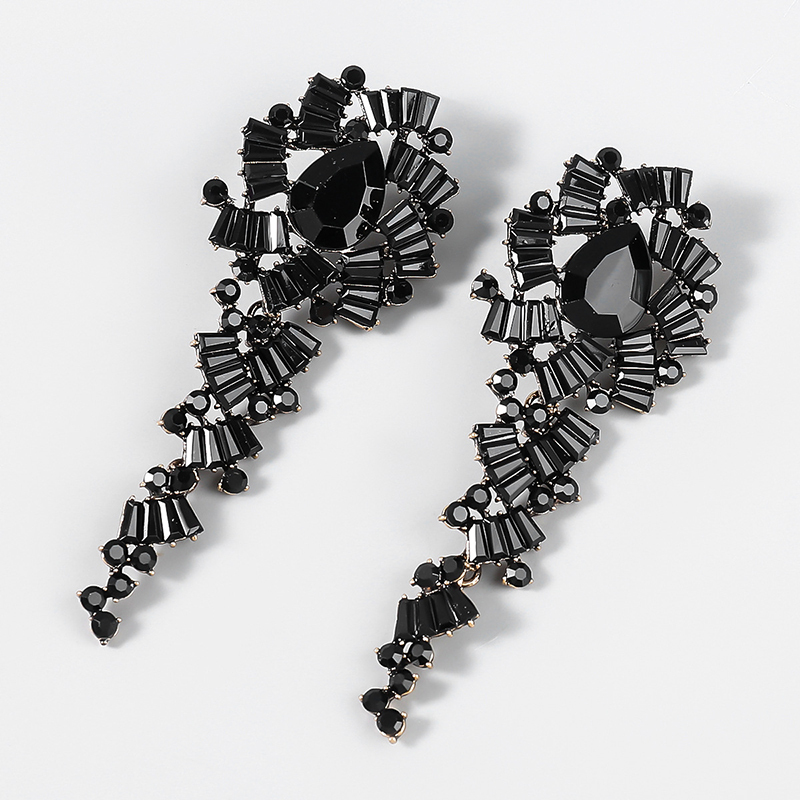 Retro Alloy Acrylic Flower Long Earrings-consonak