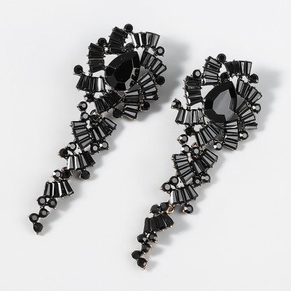 Retro Alloy Acrylic Flower Long Earrings-consonak