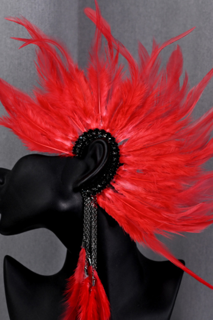 Gorgeous Red Feather Tassel Earrings-consonak