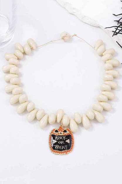 Halloween Simple Beaded Owl Pendant Necklace-consonak