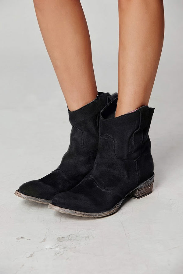 Faux Suede Mid-calf Boots with Low Heels-Consonak