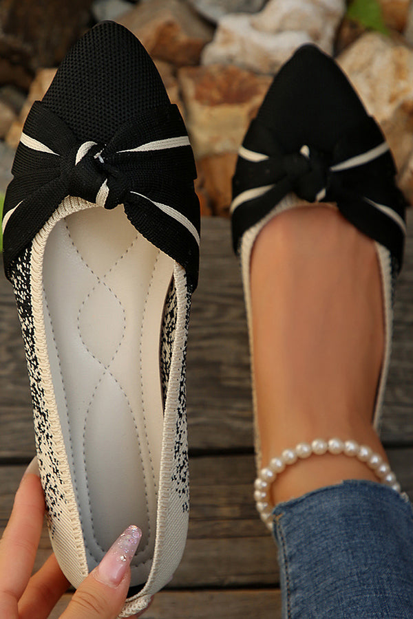 Fashionable Bow Colorblock Casual Flats-consonak