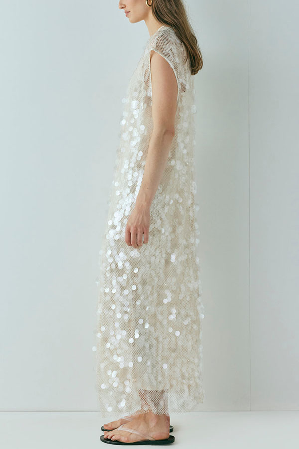 Like Gelato Sheer Large Sequin Short Sleeve Cover-up Maxi Dress-consonak