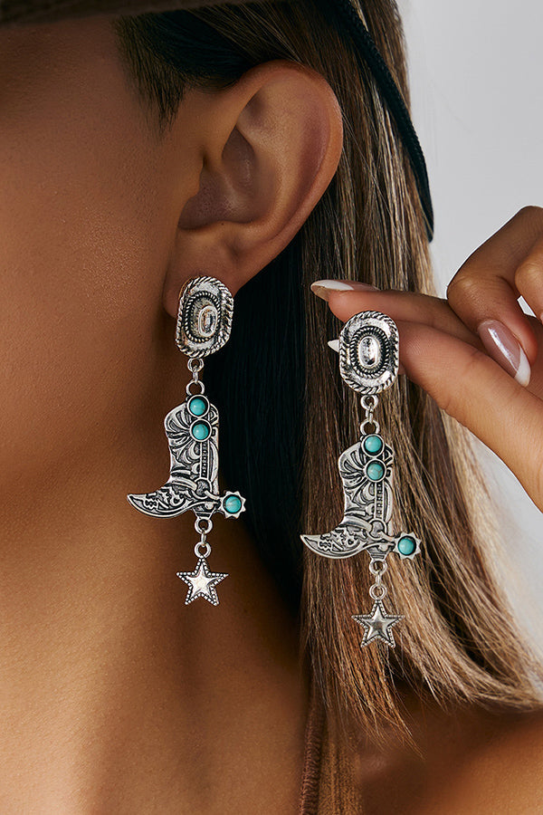 Western Cowboy Hat and Boots Pendant Earrings-consonak