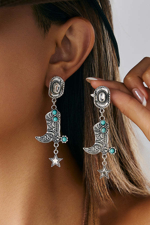 Western Cowboy Hat and Boots Pendant Earrings-consonak