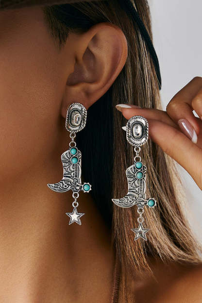 Western Cowboy Hat and Boots Pendant Earrings-consonak