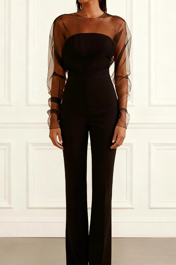 Mesh-paneled Slim-fitting and Hip-lifting Jumpsuit-Consonak