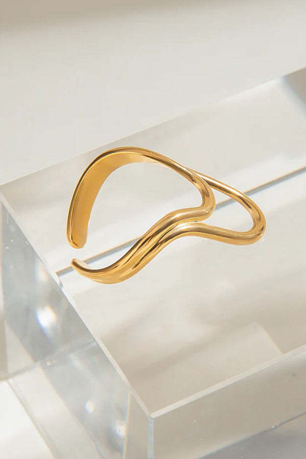 Fashionable Irregular Line Stainless Steel Open Ring-consonak