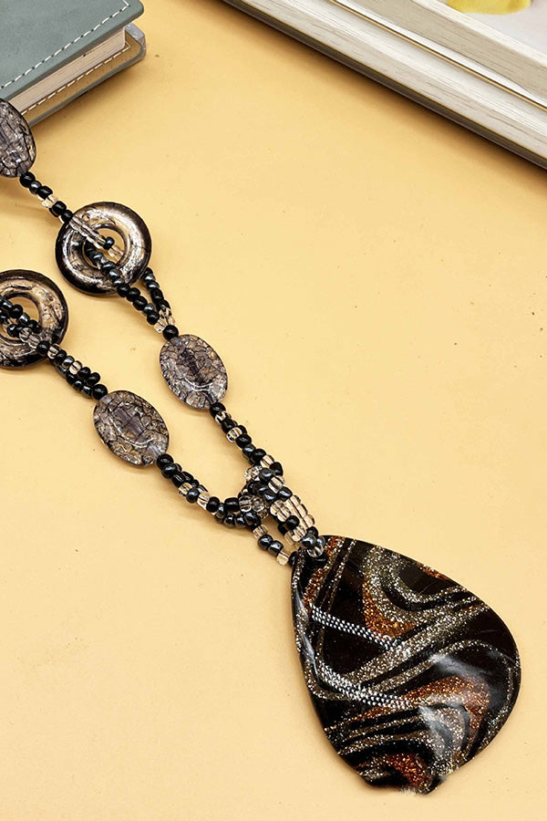 Leopard Print Long Geometric Accessories Necklace | Consonak
