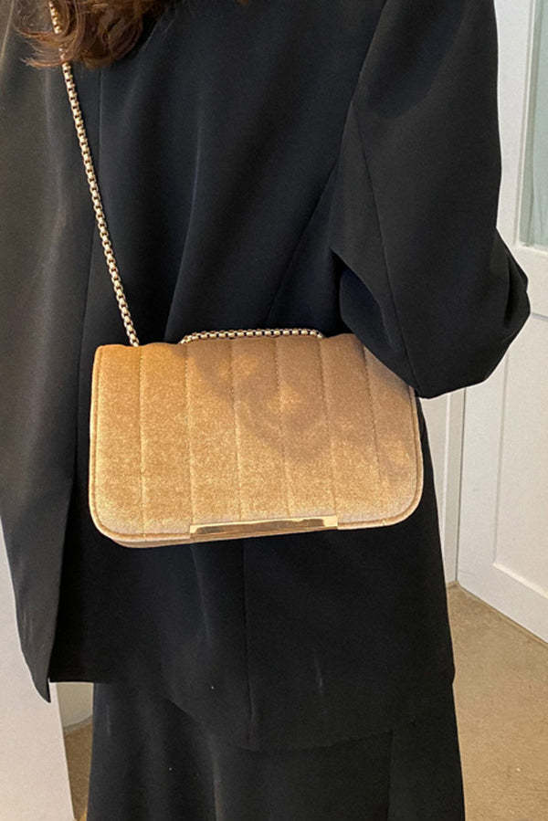 Fashionable Velvet Stylish Chain Simple Crossbody Bag-consonak