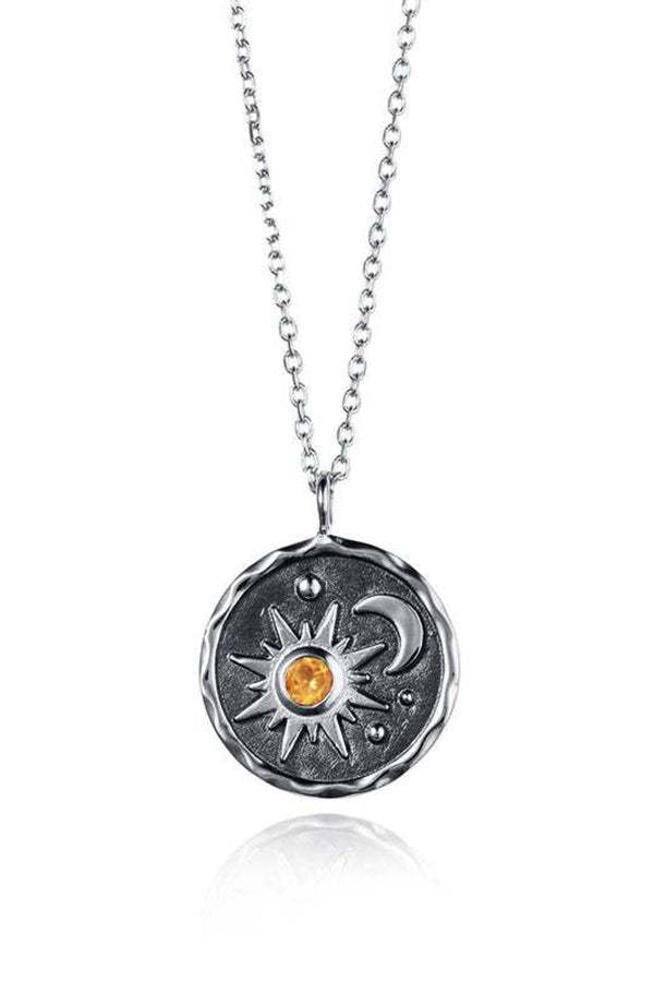 Vintage Sun Moon Exquisite Zircon Necklace-consonak