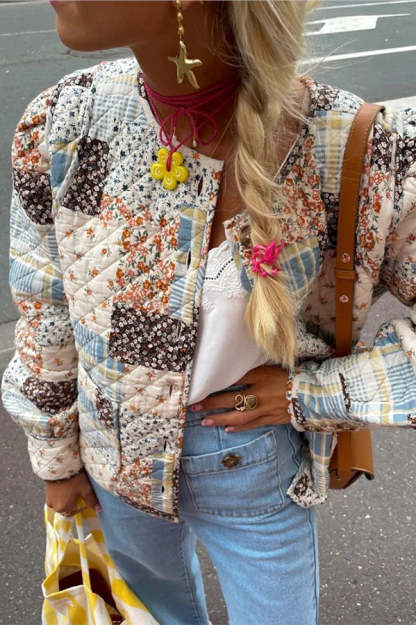 Vintage Long Sleeve Single Breasted Printed Pocket Jacket-consonak