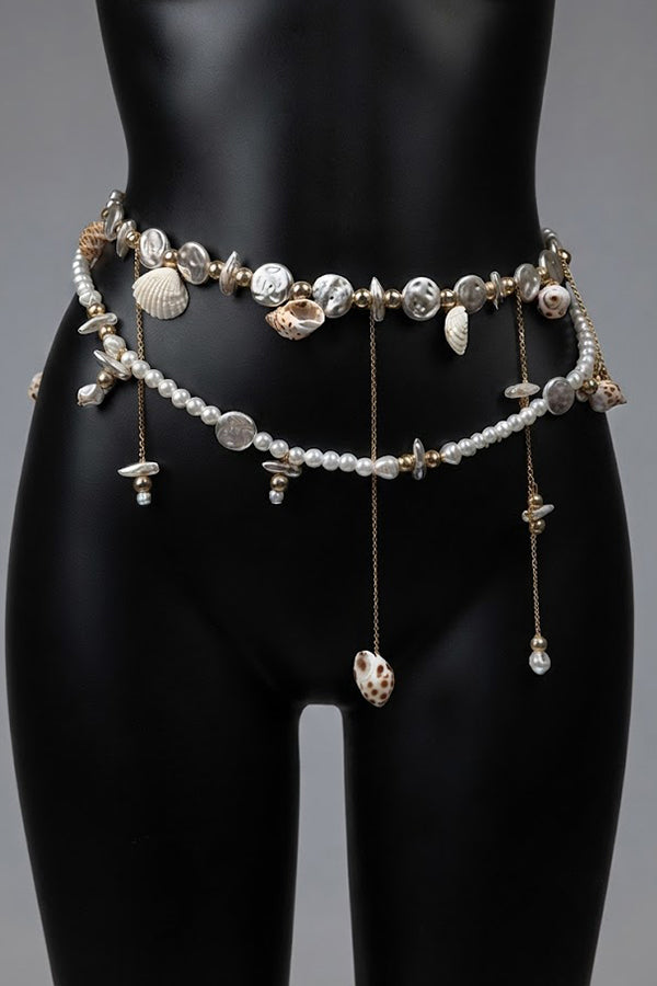 Pearl, Shell, and Conch Tassel Body Chain-Consonak