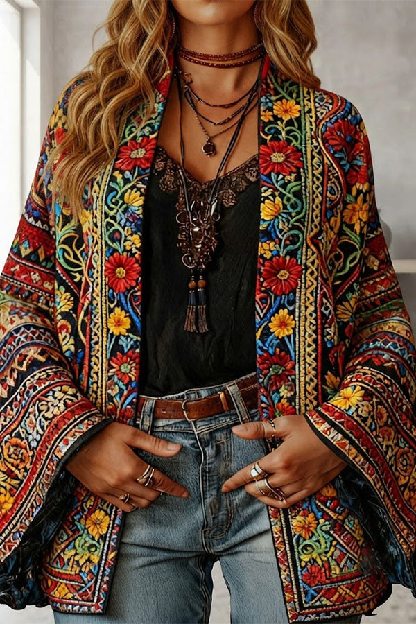 Essential Mosaic Velvet Open-Front Jacket-Consonak