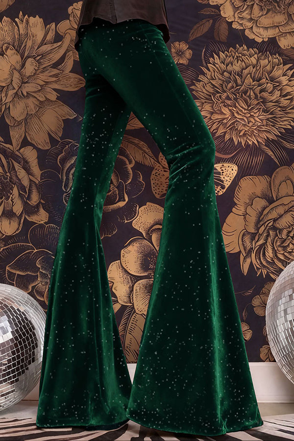 Stylish Velvet High-waisted Draped Casual Flared Pants-consonak