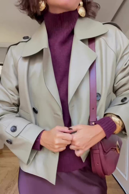 Perfect Feelings Faux Leather Button Up Pocketed Lapel Jacket-consonak