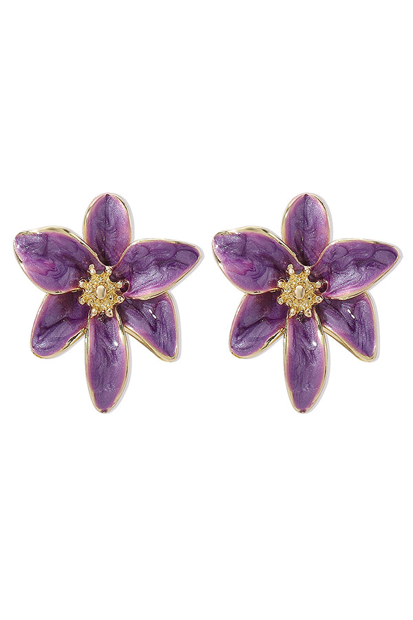 Vintage Colorful Enamel Flower Stud Earrings-consonak