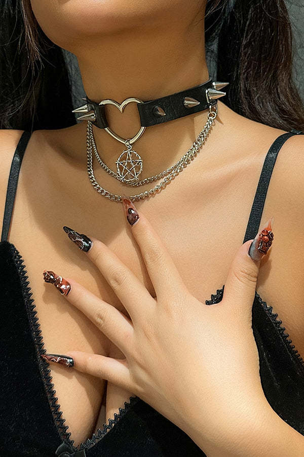 Dark Rivet Punk Necklace-consonak