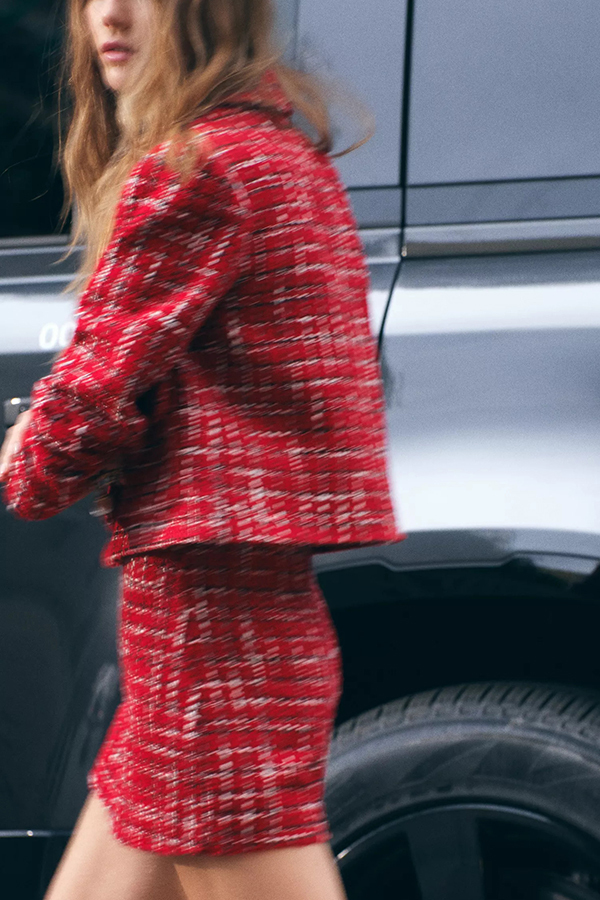 Tweed Plaid Textured Long-sleeved Casual Pocket Jacket-consonak