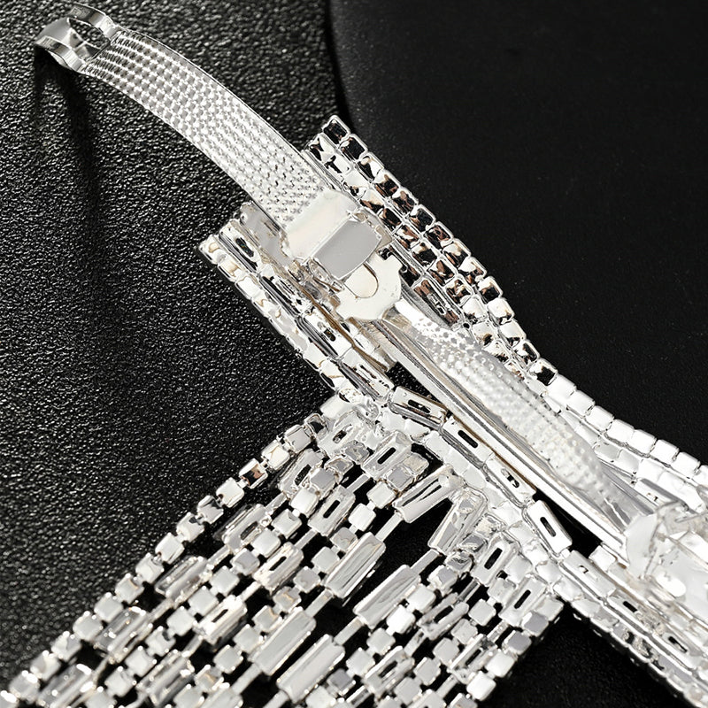 Fashionable and Light Luxury Zircon Tassel Bow Spring Hairpin-consonak