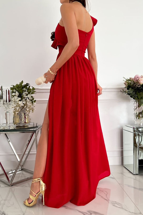 Darling Muse Ruffle One Shoulder Party Maxi Dress-consonak