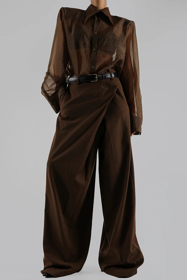 Retro Sheer Loose Long-sleeved Casual Shirt-consonak