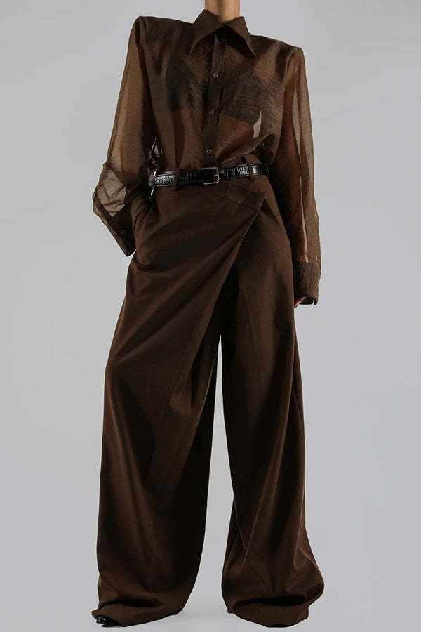 Retro Sheer Loose Long-sleeved Casual Shirt-consonak