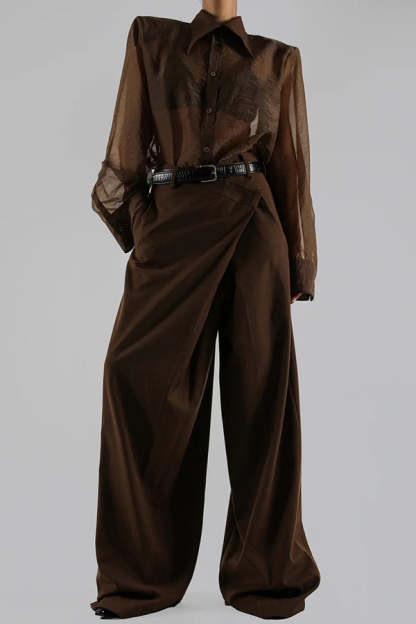 Retro Sheer Loose Long-sleeved Casual Shirt-consonak