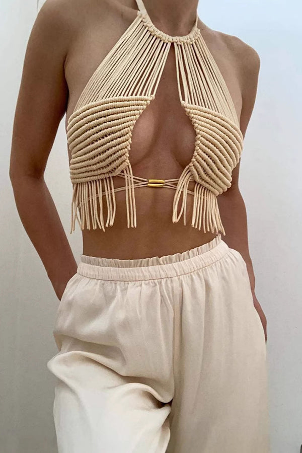 Bohemian Holiday Style Braided Fringe Vest-consonak