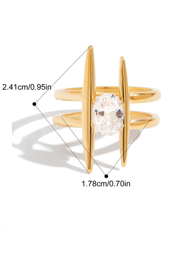 Elegant Zircon Geometric Titanium Steel Ring-consonak