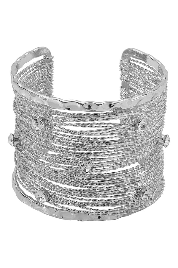 Sweet and Cool Punk Style Wide Metal Brushed Line Open Bracelet | Consonak