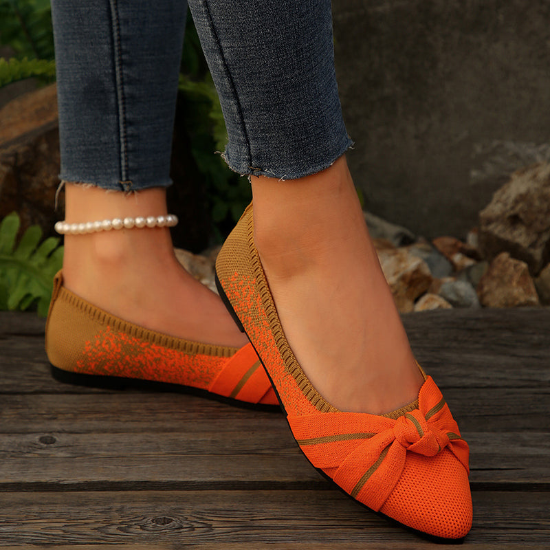 Fashionable Bow Colorblock Casual Flats | Consonak