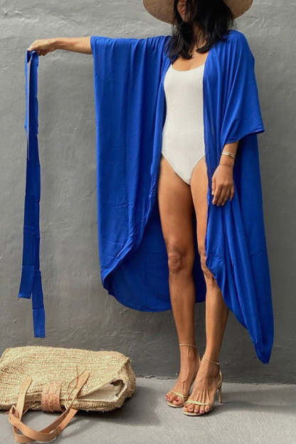 Summertime In Venice Solid Color Kimono Beach Cover-up-consonak