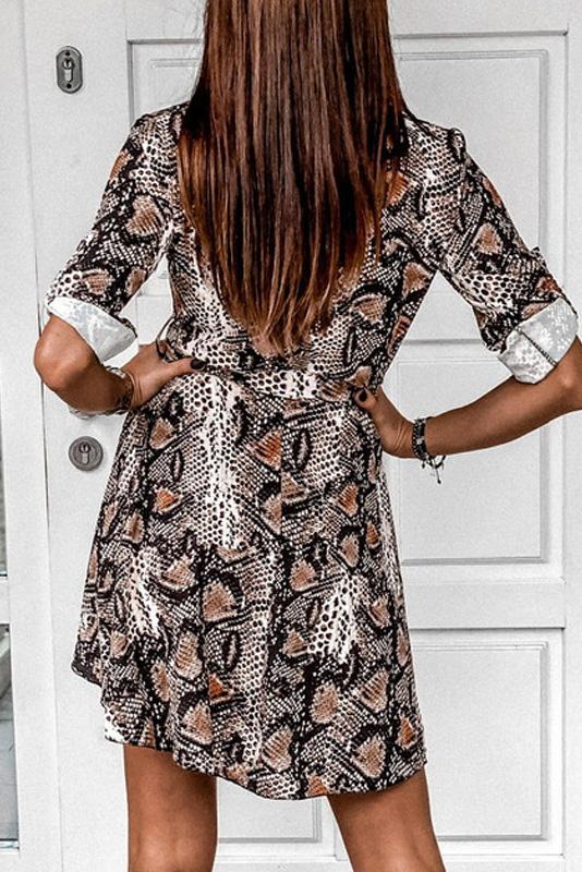 Casual Printed Shirt Mini Dress-consonak