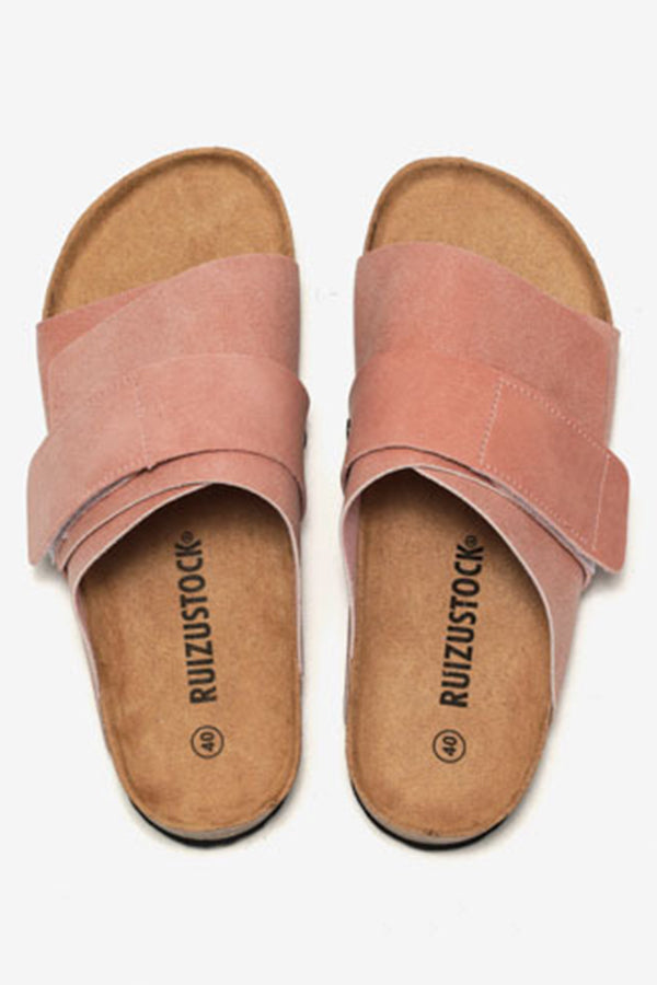 Frosted Leather Beach Slip-on Sandals-consonak