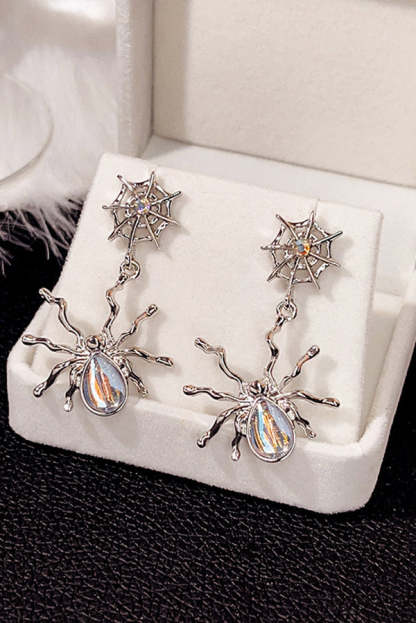 Fashionable Moonstone Dark Spider Earrings-consonak