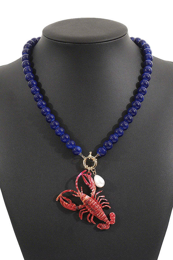 Fashion Lobster Holiday Earrings and Necklace-consonak