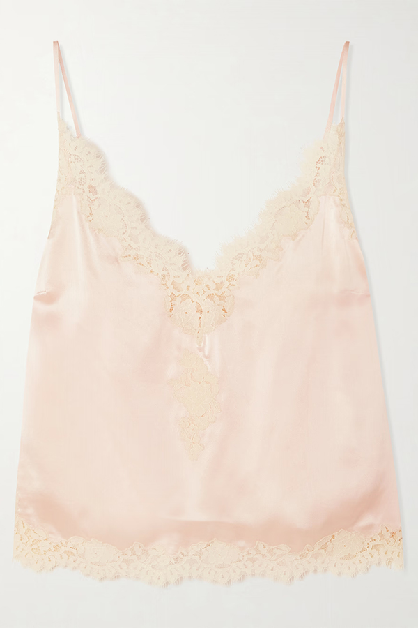 Celebration Look Contrast Color Satin Lace Trim V-Neck Slip Tank | Consonak